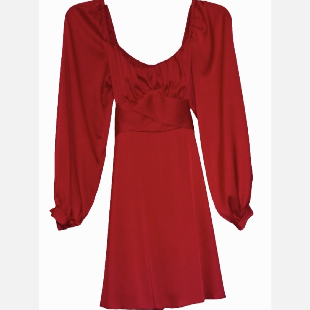 B Darlin Red Long Sleeve Scoop-Neck Mini Dress